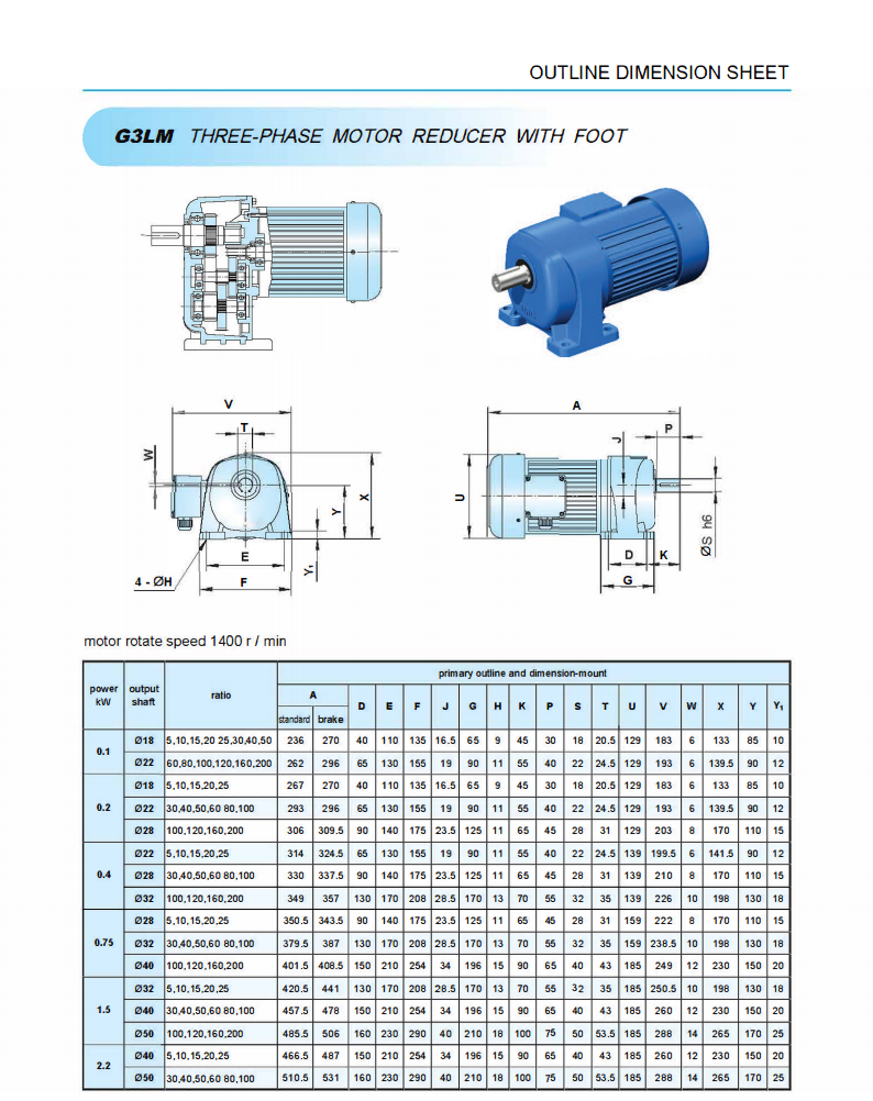 THÔNG SỐ KỸ THUẬT MOTOR GIẢM TỐC 